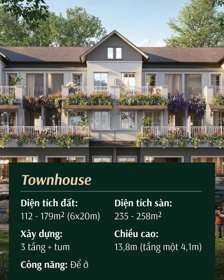 Phối cảnh sản phẩm Townhouse tại khu đô thị Eco Retreat được phát triển bởi Nhà sáng lập Ecopark