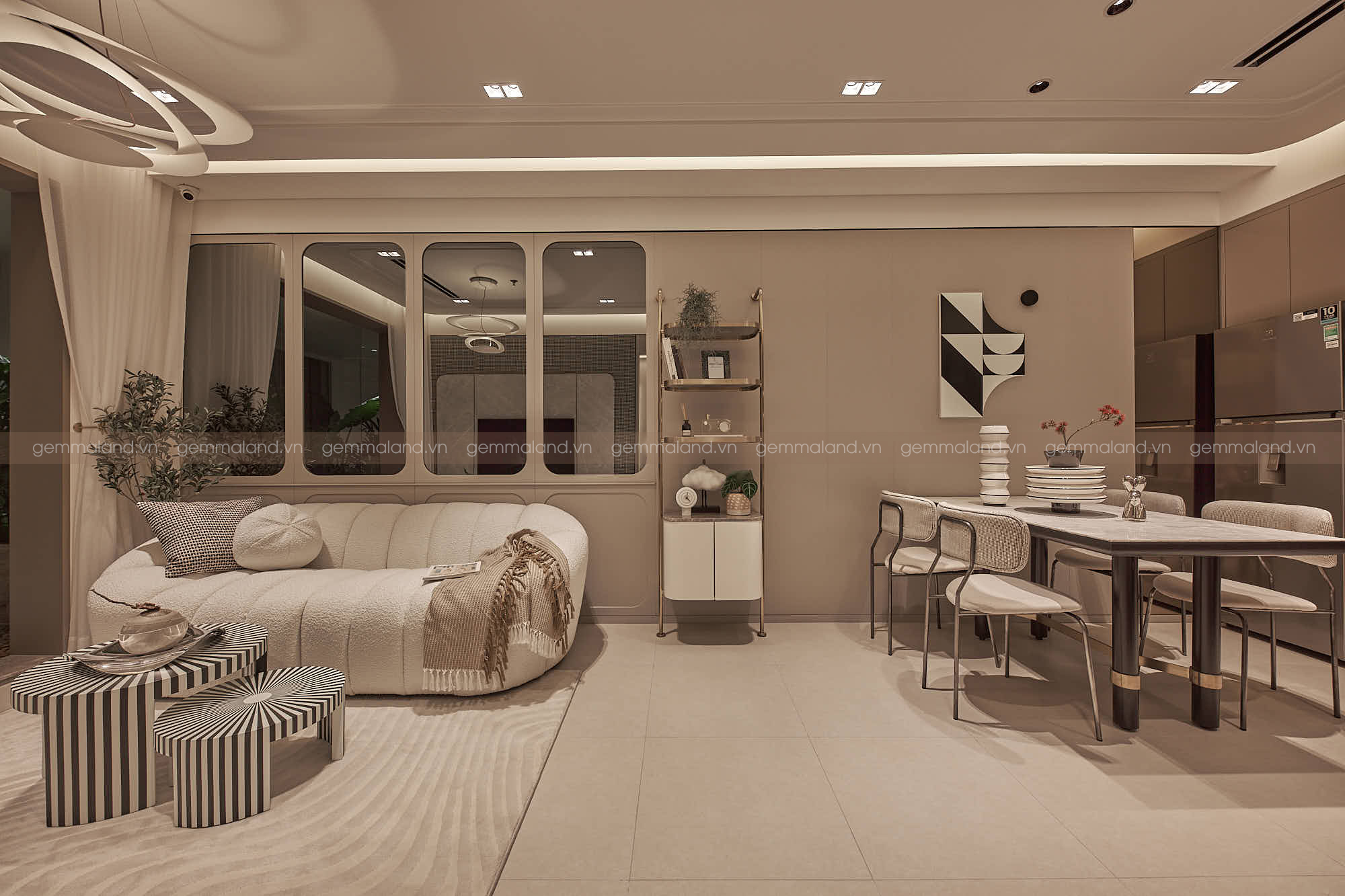 Không gian sống tại căn hộ 65 m2