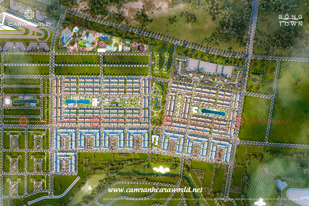 Phối cảnh tổng thể khu Sông Town CaraWorld Cam Ranh