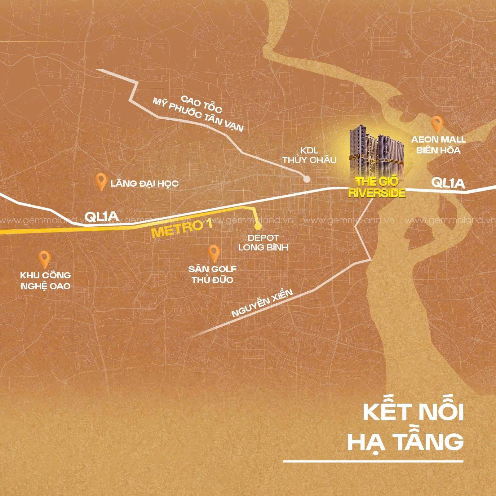 Vị trí kết nối hạ tầng của The Gió Riverside