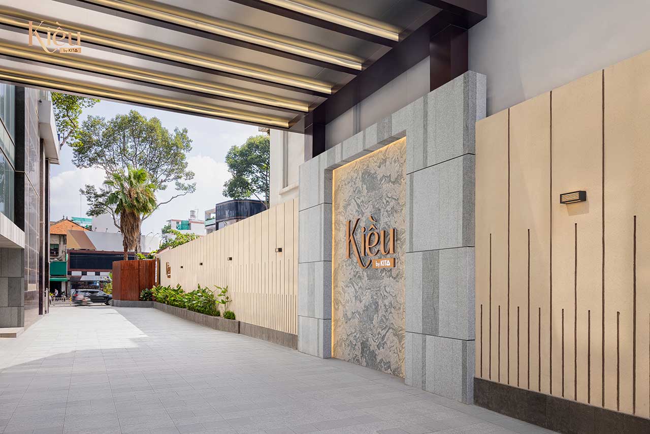 Ảnh thực tế lối vào sang trọng tại dự án căn hộ hạng sang Kiều By Kita