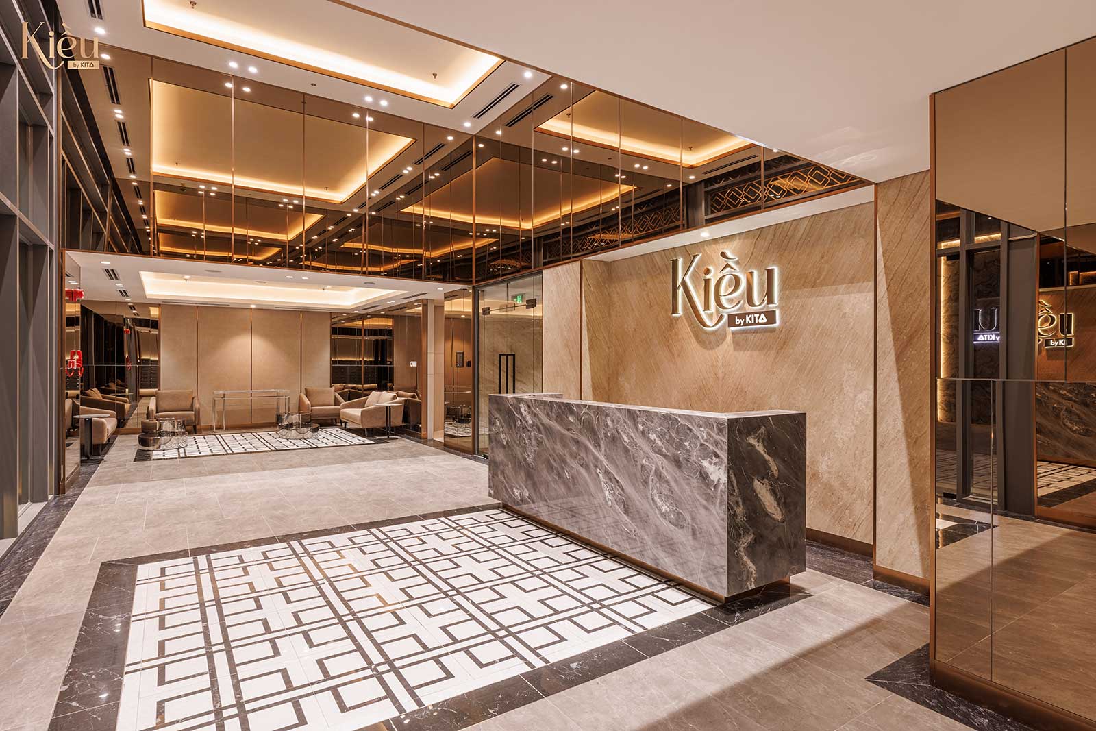 Ảnh thực tế sảnh trệt sang trọng tại dự án căn hộ hạng sang Kiều By Kita