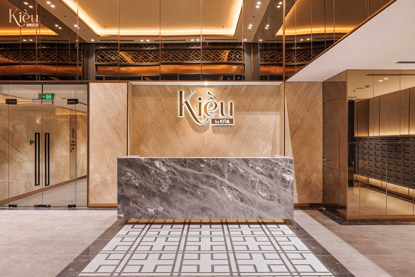 Ảnh thực tế sảnh trệt sang trọng tại dự án căn hộ hạng sang Kiều By Kita