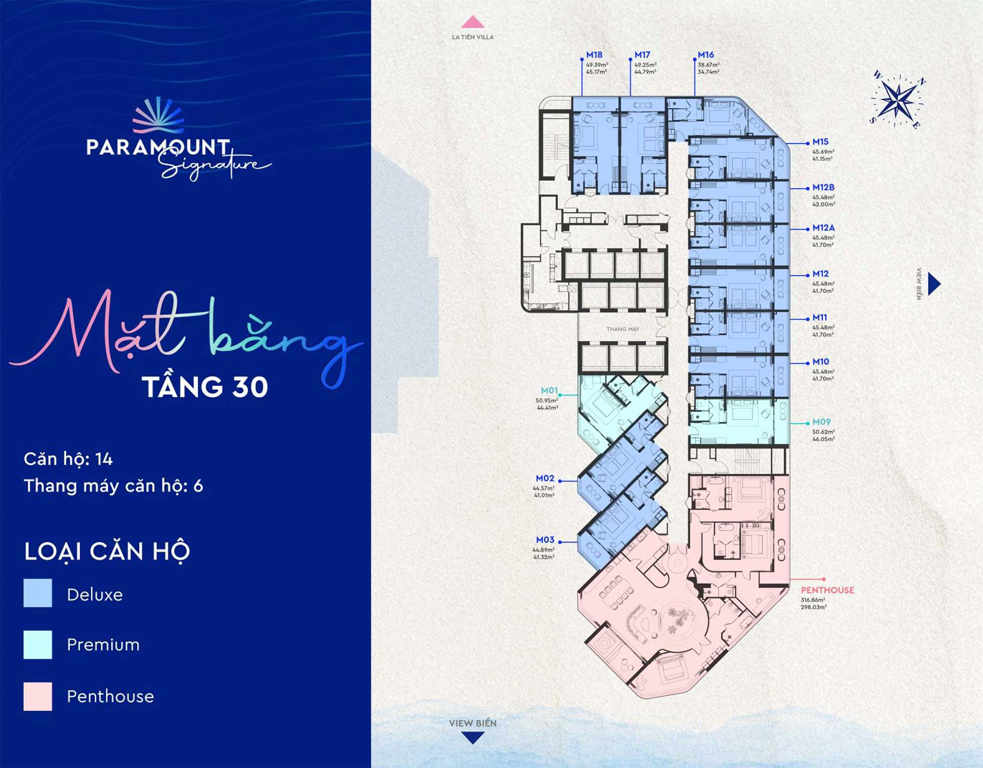 Mặt bằng tầng 30 Paramount Signature Nha Trang by Meliá